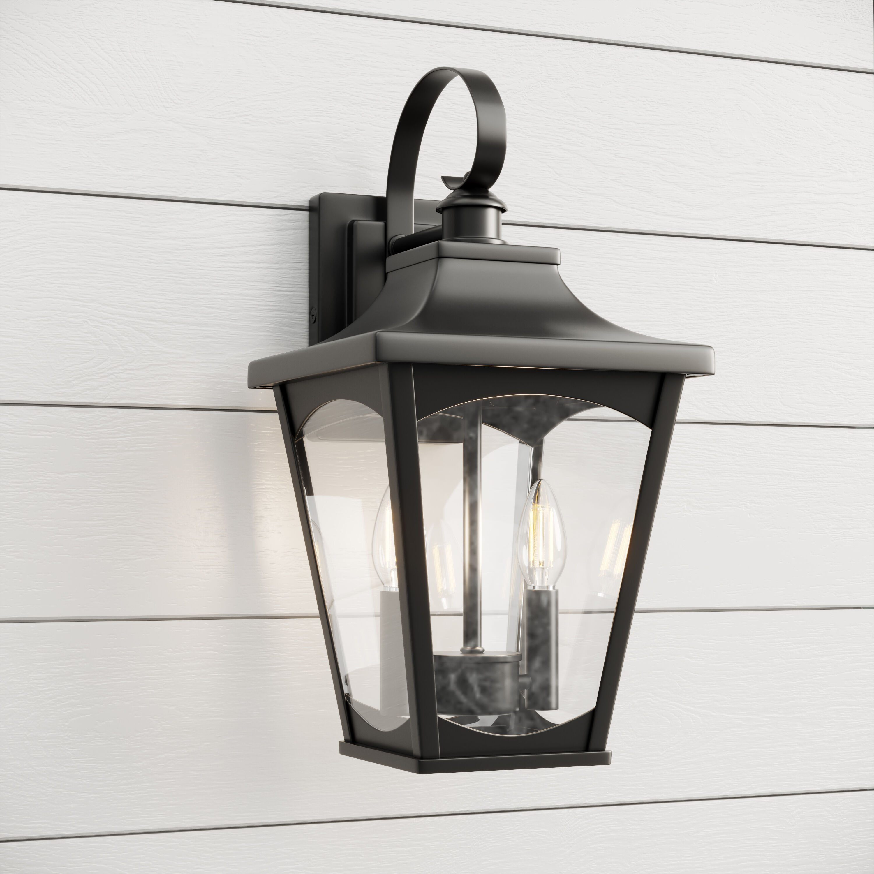Curry 2 Light 19 inch Powder Coated Black Outdoor Wall Sconce
